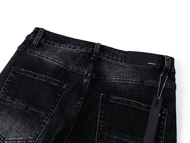 Black Distressed Embroidered Floral Slim-Fit Jeans 5