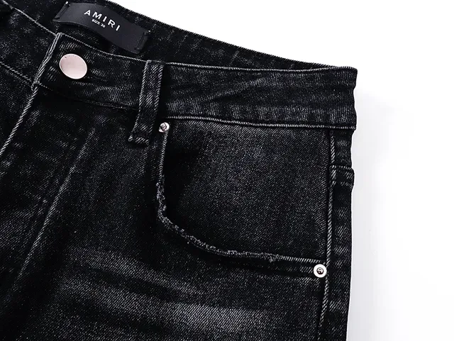 Black Distressed Embroidered Floral Slim-Fit Jeans 6
