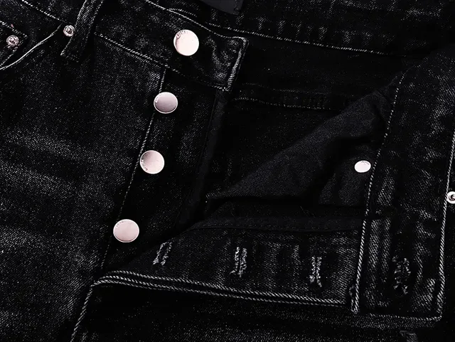Black Distressed Embroidered Floral Slim-Fit Jeans 8