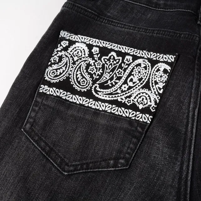 Black Distressed Slim-Fit Patch-Appliquéd Jeans 5