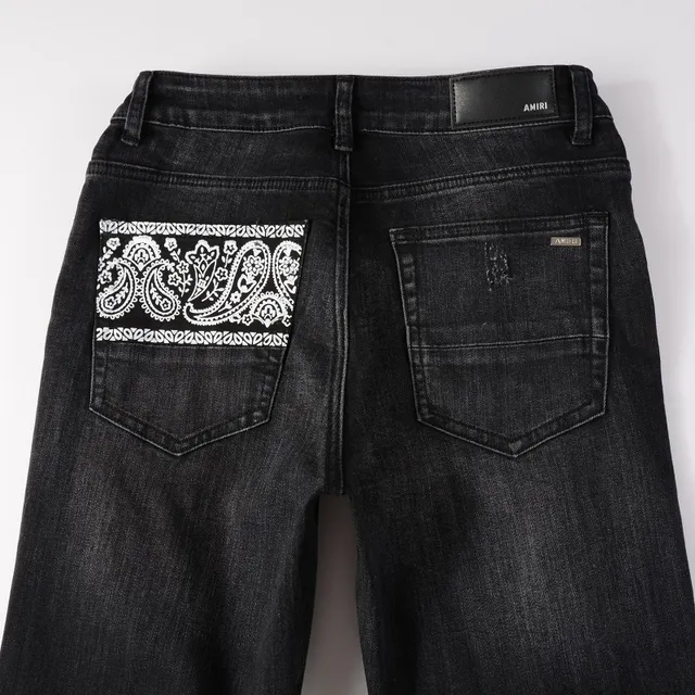 Black Distressed Slim-Fit Patch-Appliquéd Jeans 6