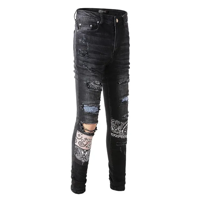 Black Distressed Slim-Fit Patch-Appliquéd Jeans 18