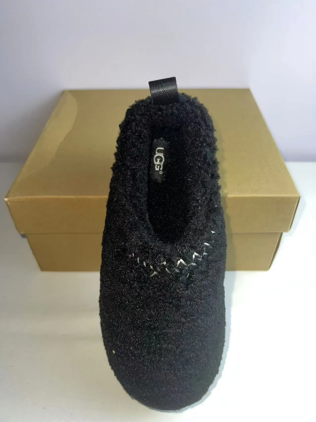 Black Fuzzy Shearling-Like Upper Woven Metallic Thread Detail Casual Shoes 3