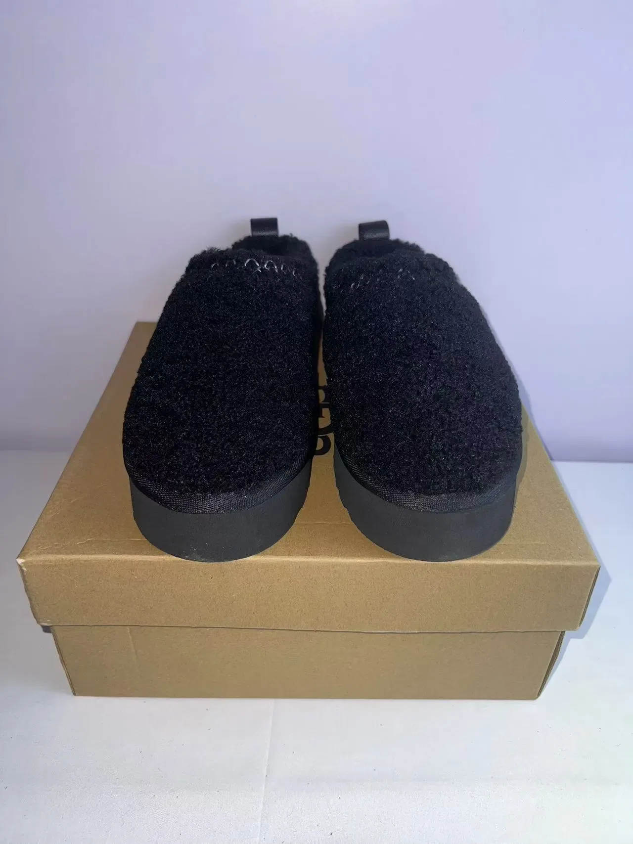Black Fuzzy Shearling-Like Upper Woven Metallic Thread Detail Casual Shoes 6