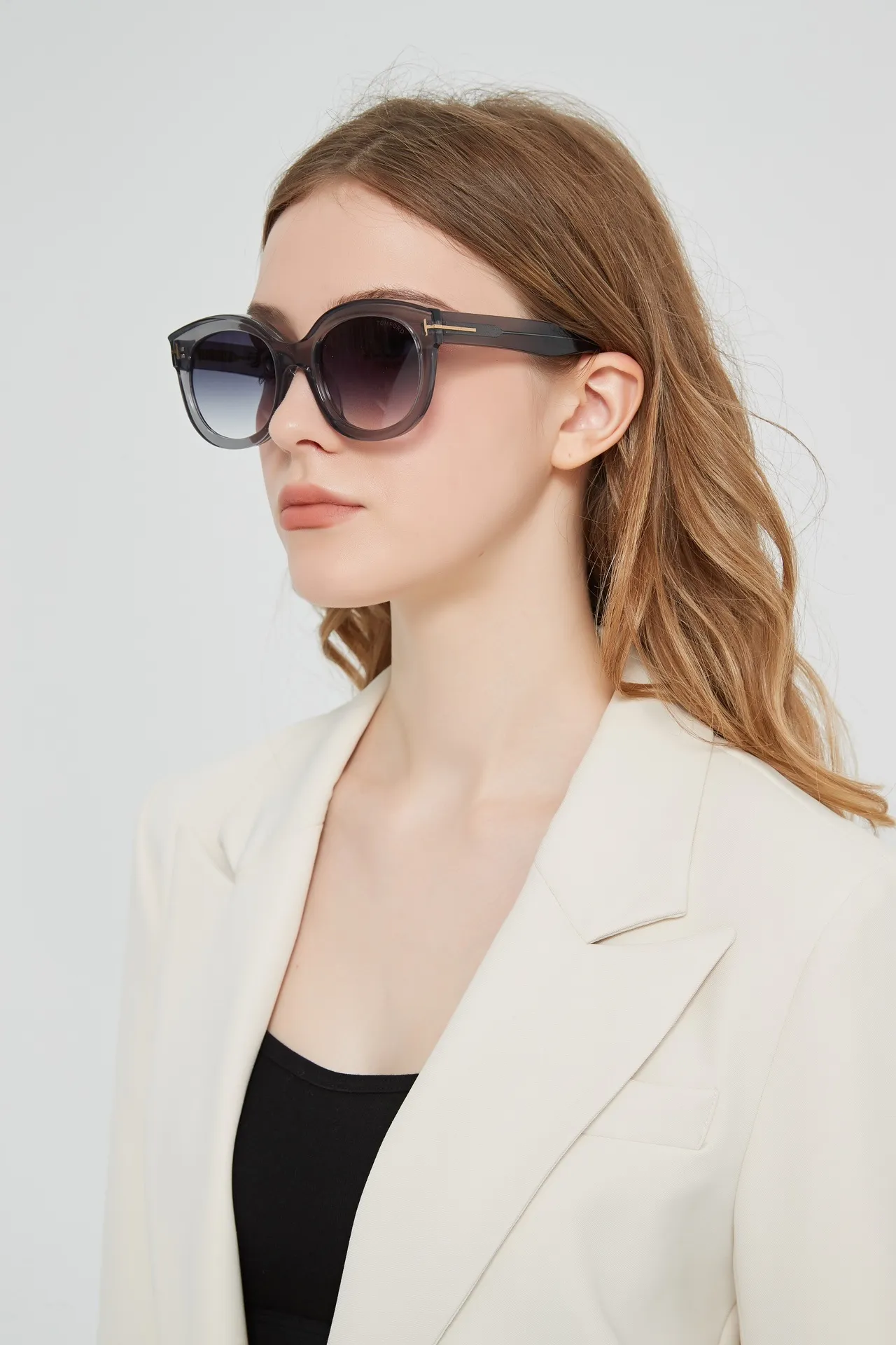 Black Gold Cat-Eye Silhouette Thick Frame Sunglasses 2