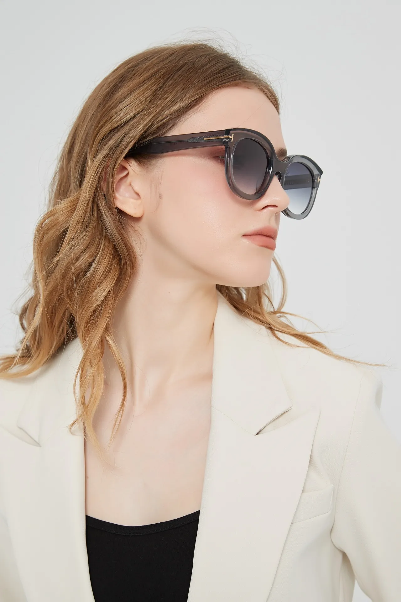 Black Gold Cat-Eye Silhouette Thick Frame Sunglasses 3