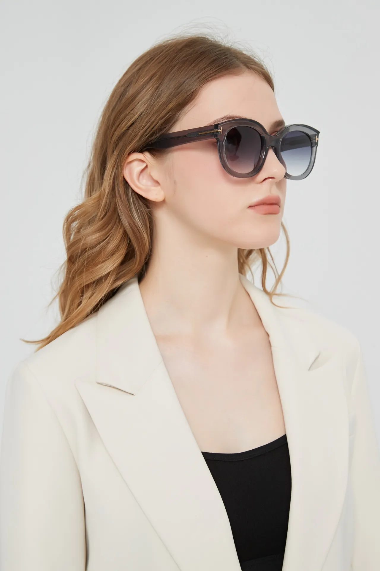 Black Gold Cat-Eye Silhouette Thick Frame Sunglasses 4