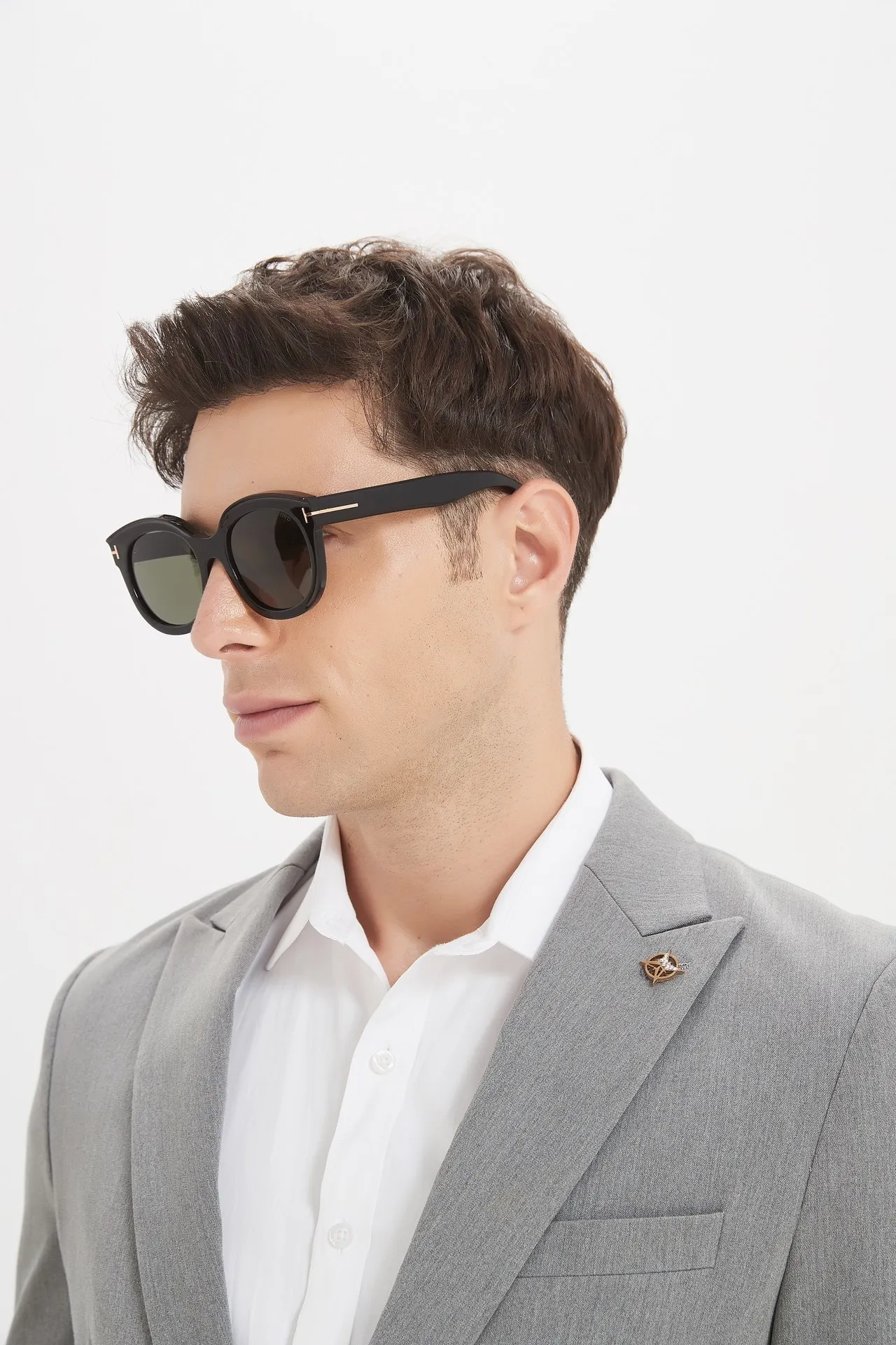 Black Gold Cat-Eye Silhouette Thick Frame Sunglasses 8