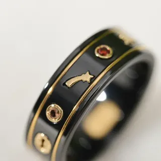 Black Gold Enamel Band Inlay Trim Ring