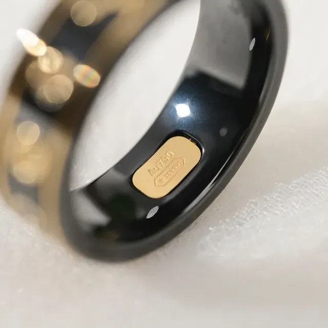 Black Gold Enamel Band Inlay Trim Ring 3