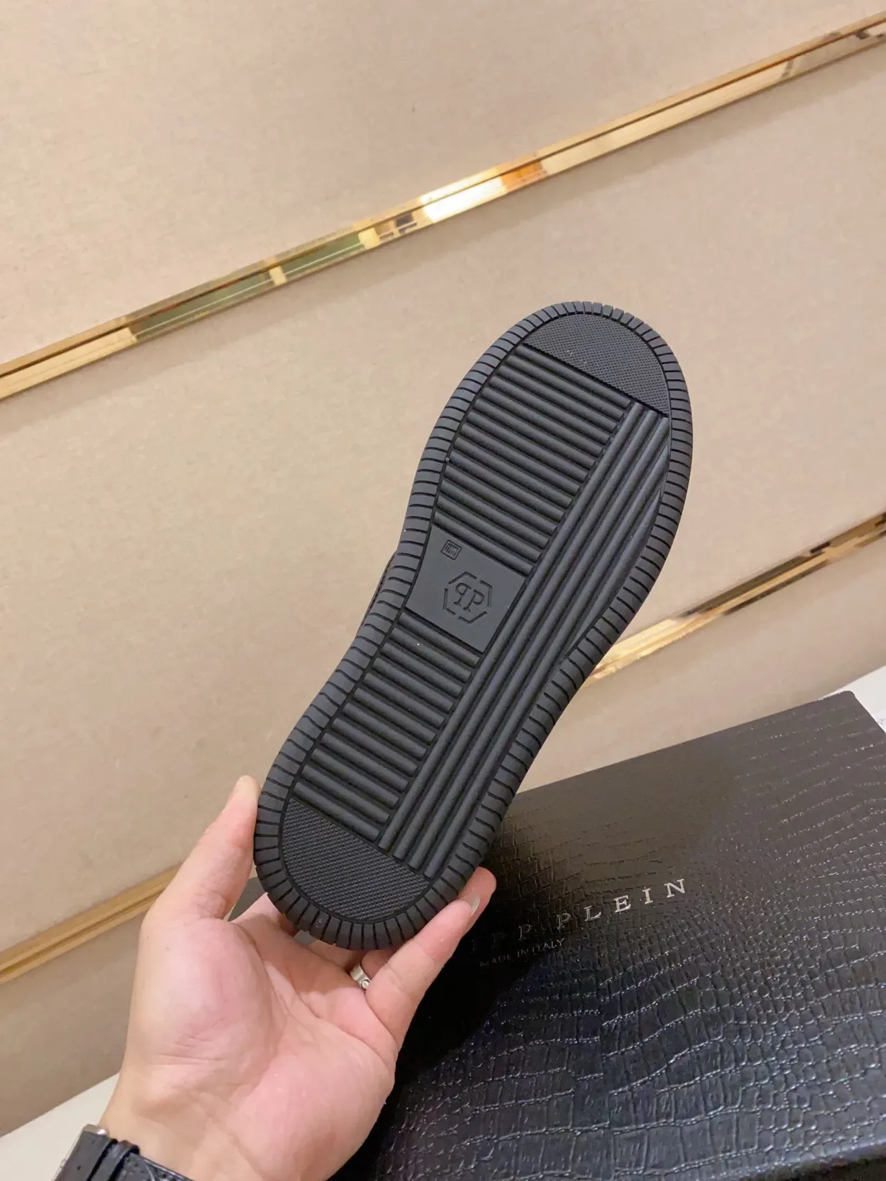 Black Gold High-Top Leather Sneakers 2