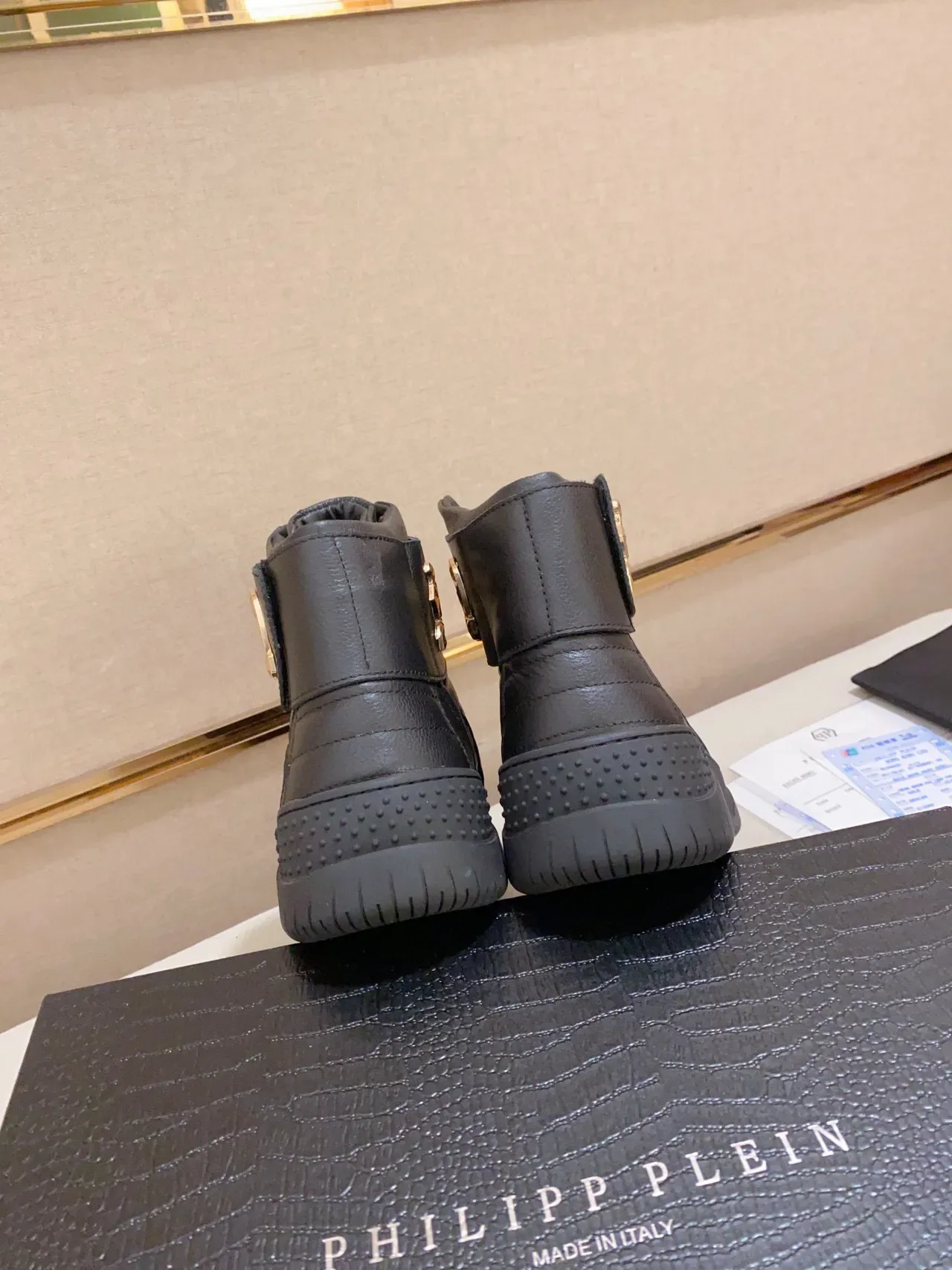 Black Gold High-Top Leather Sneakers 3