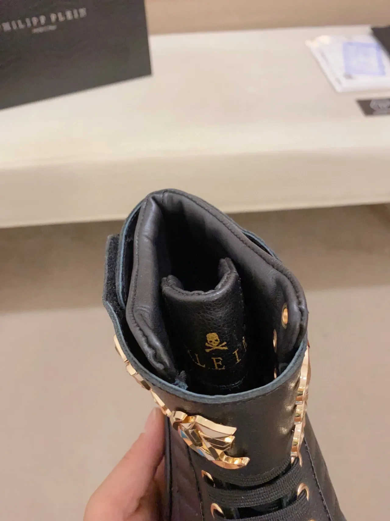 Black Gold High-Top Leather Sneakers 5