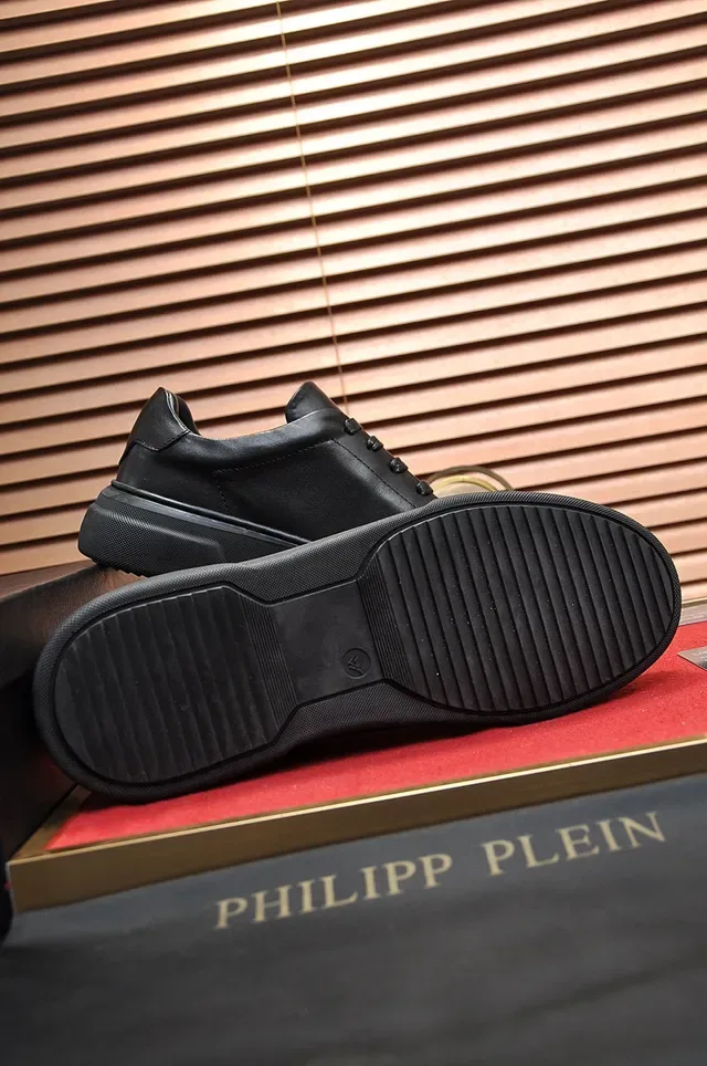 Black Gold Leather-Style Upper Thick Platform Sole Lifestyle Sneakers 4