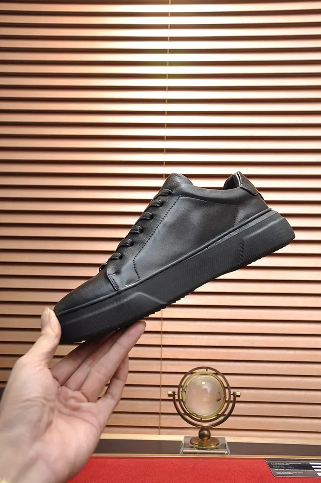 Black Gold Leather-Style Upper Thick Platform Sole Lifestyle Sneakers 5