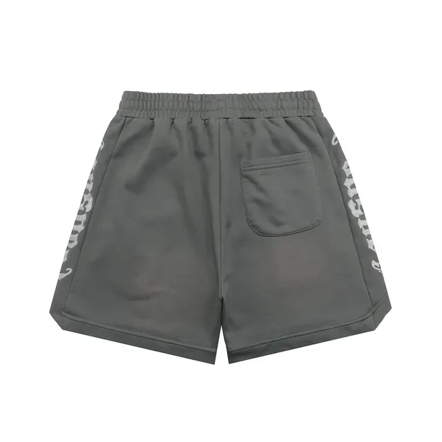 Black Graphic-Print Drawstring Waist Shorts 4