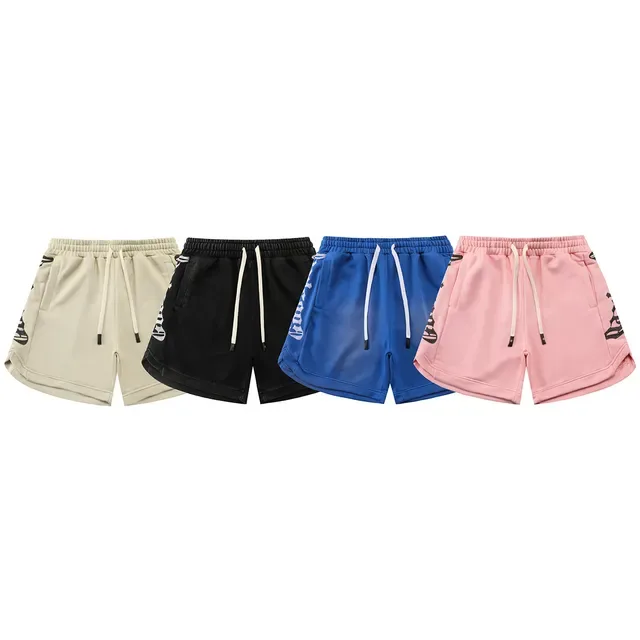 Black Graphic-Print Drawstring Waist Shorts 10