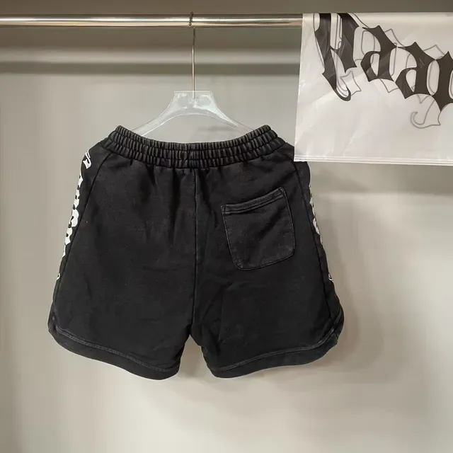 Black Graphic-Print Drawstring Waist Shorts 11