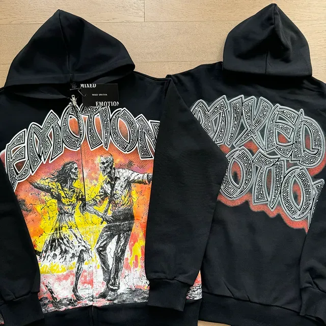 Black Graphic-Print Zip-Up Hoodie and Side-Print Jogger Tracksuit 2