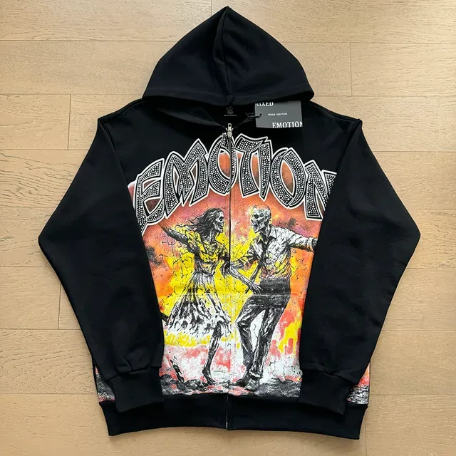 Black Graphic-Print Zip-Up Hoodie and Side-Print Jogger Tracksuit 3