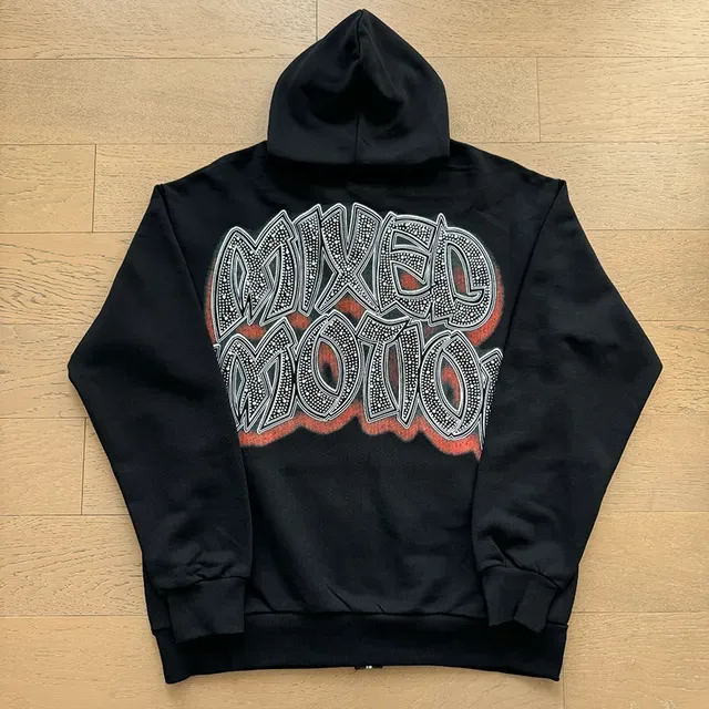 Black Graphic-Print Zip-Up Hoodie and Side-Print Jogger Tracksuit 4