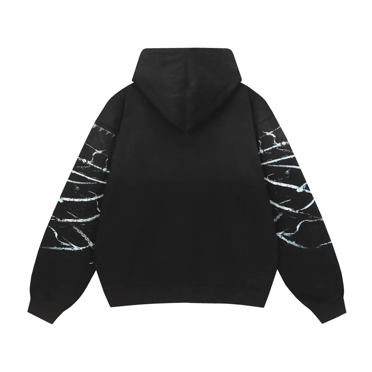 Black Graphic Spider Web Print Full-Zip Hoodie 7
