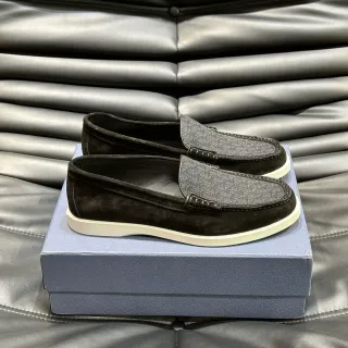 Black Gray Suede Upper Textured Vamp Loafer