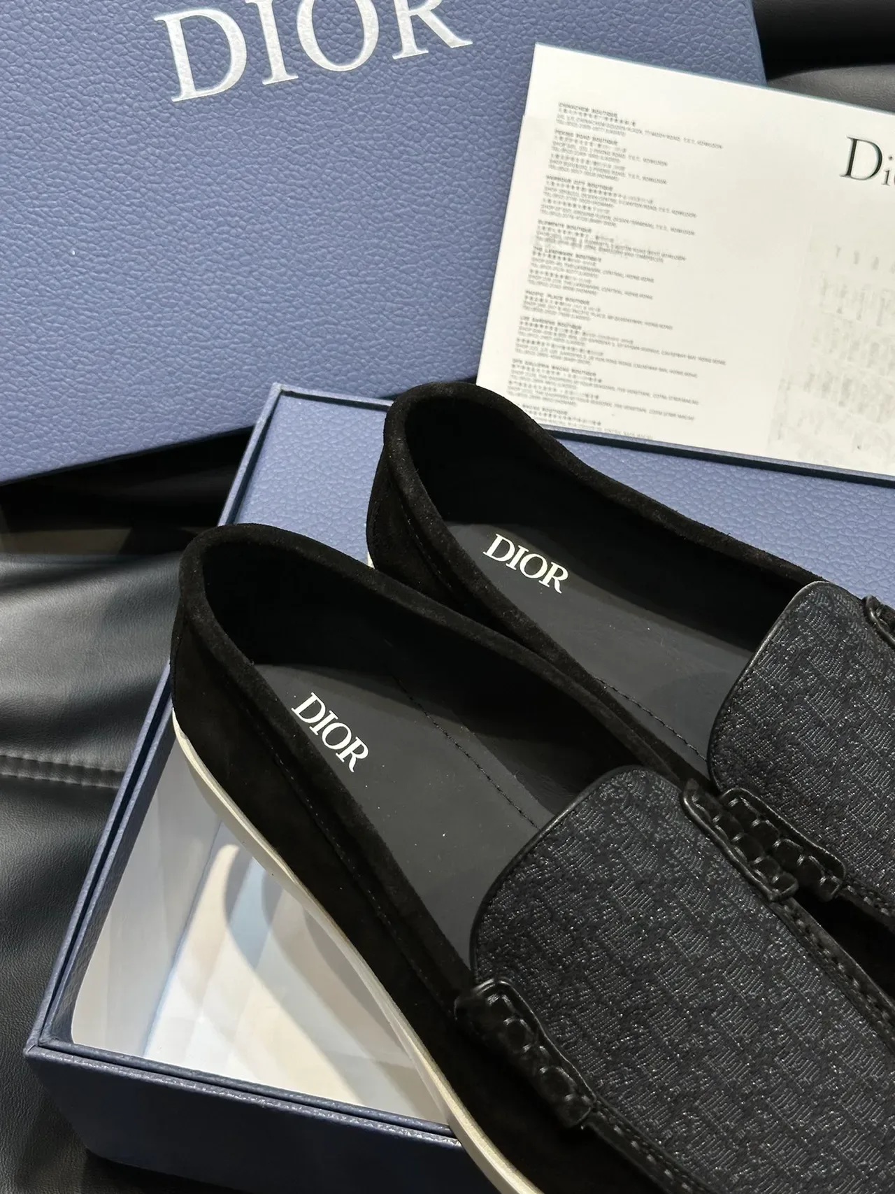 Black Gray Suede Upper Textured Vamp Loafer 4