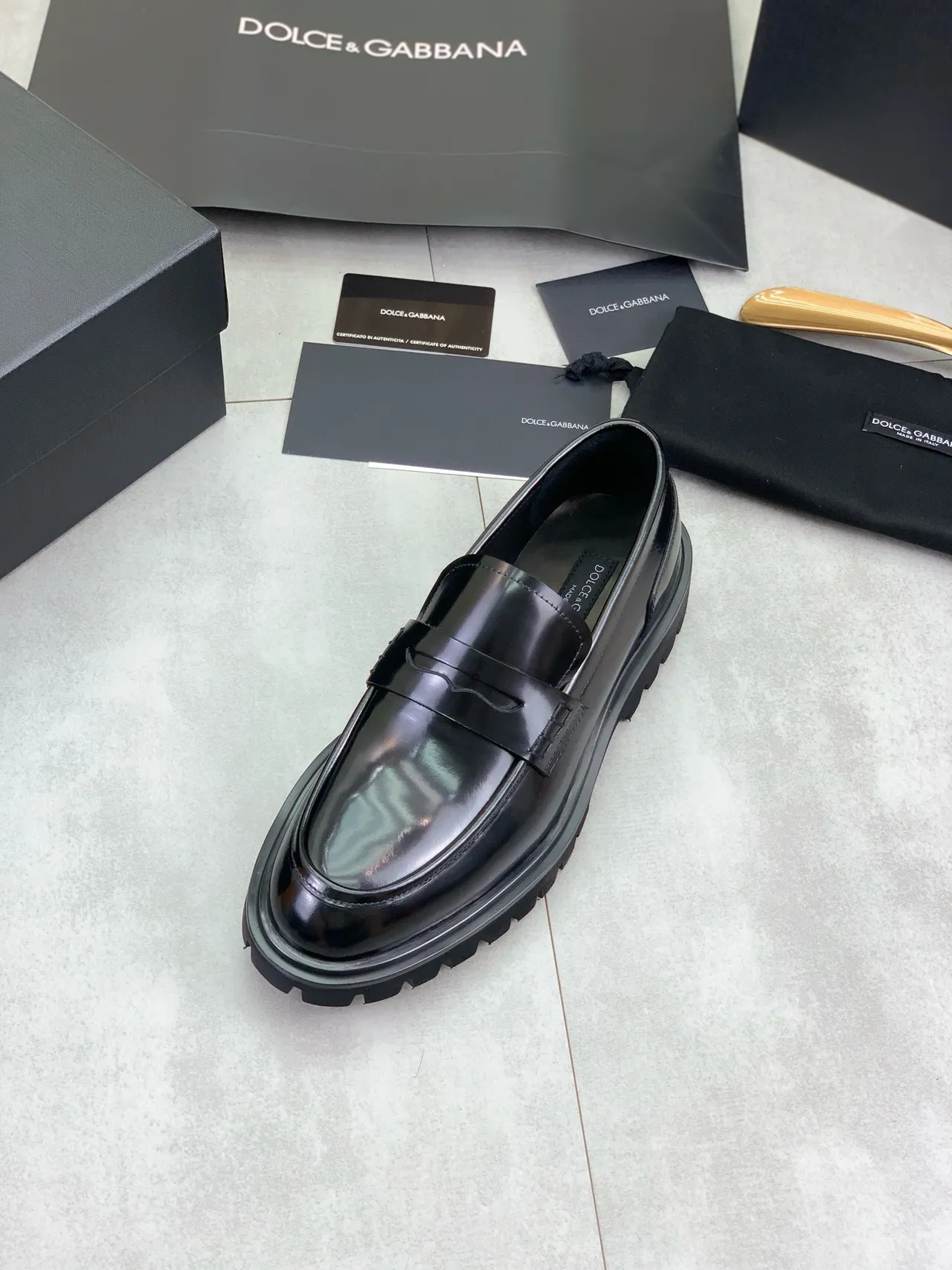 Black High-Gloss Patent Leather Penny Strap Loafer 4