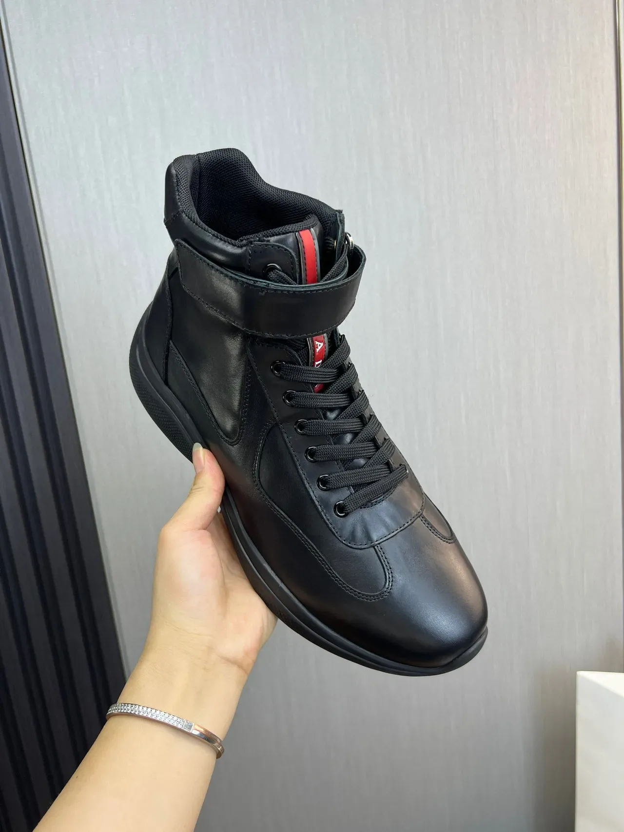 Black High-Top Smooth Leather Boots 2