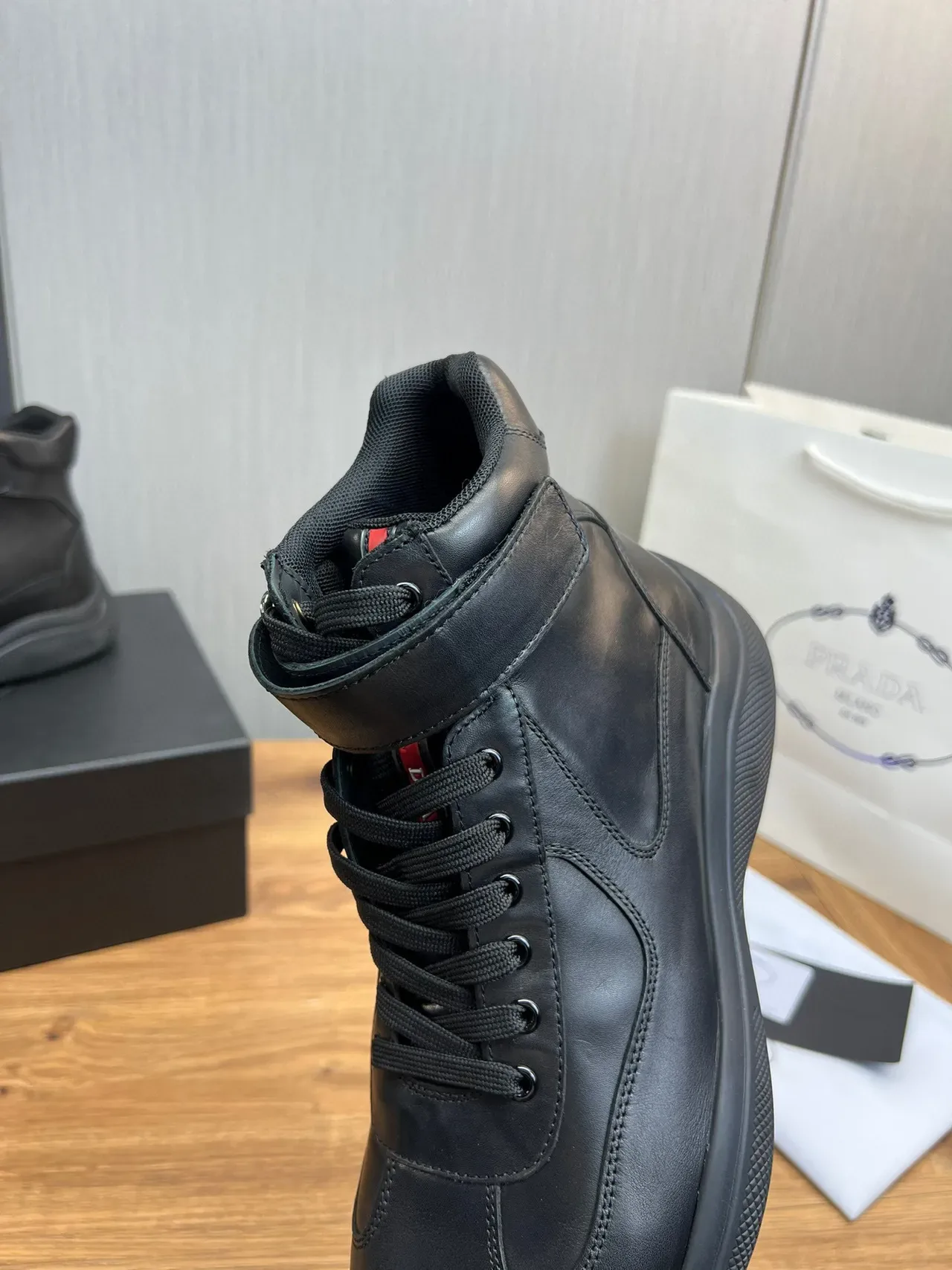 Black High-Top Smooth Leather Boots 3