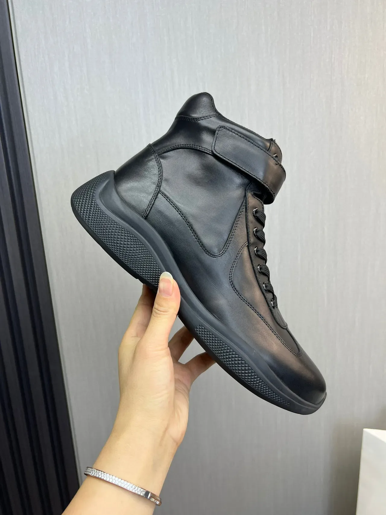 Black High-Top Smooth Leather Boots 4