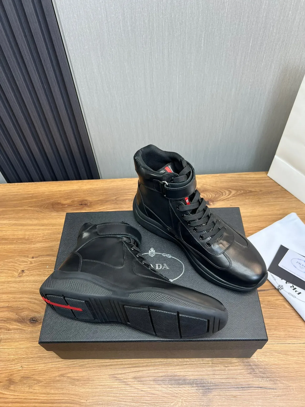 Black High-Top Smooth Leather Boots 5