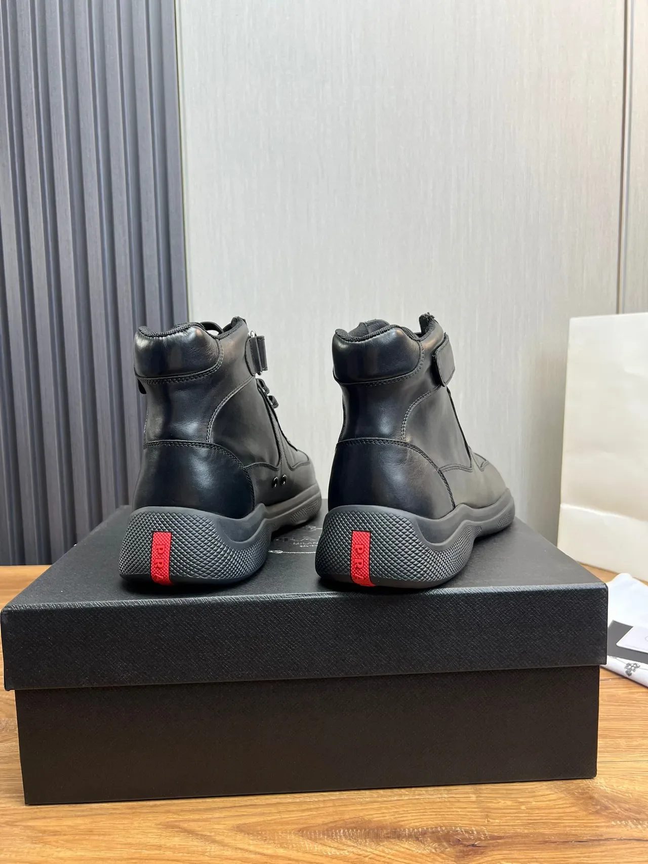 Black High-Top Smooth Leather Boots 6