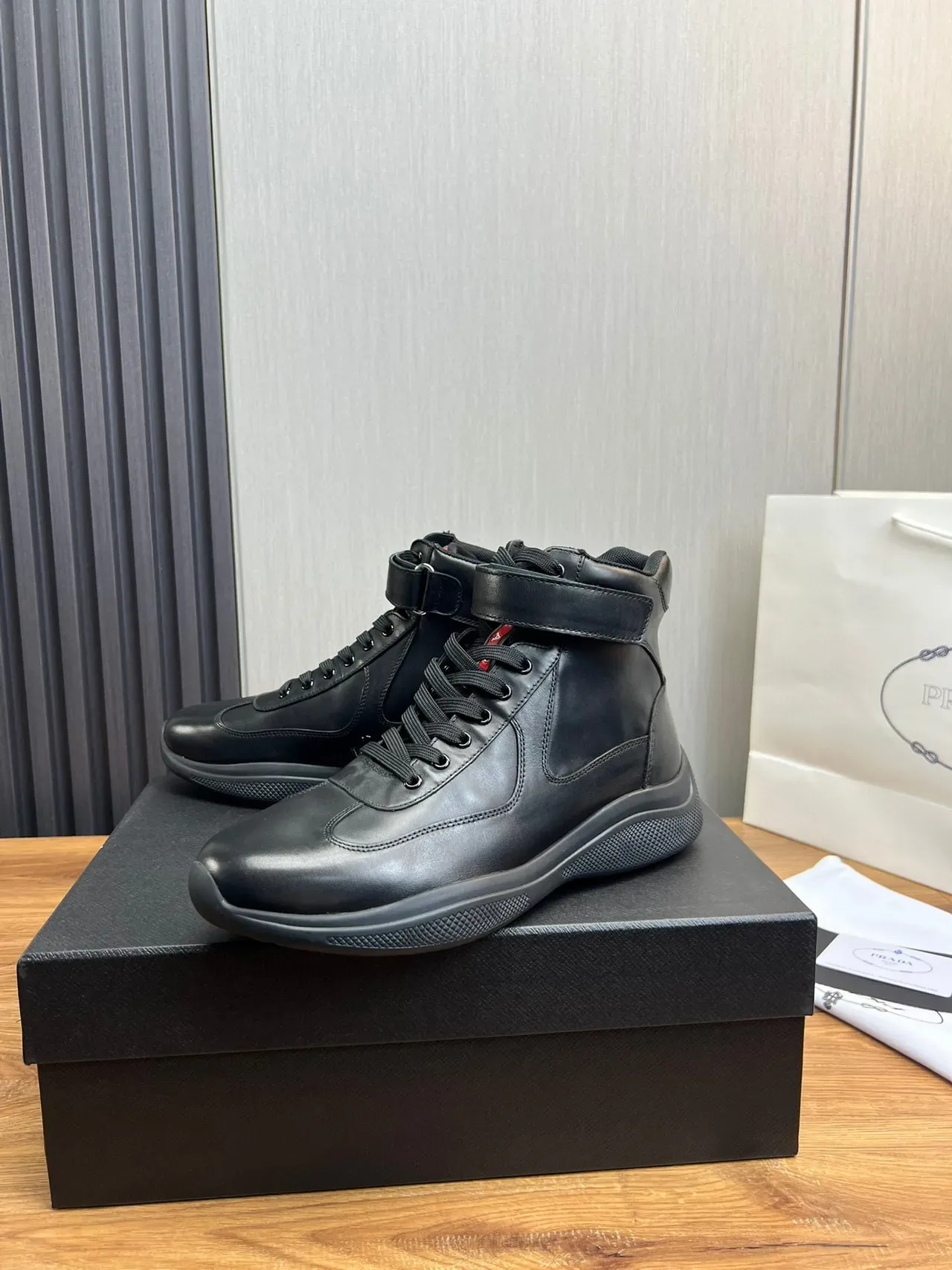 Black High-Top Smooth Leather Boots 7