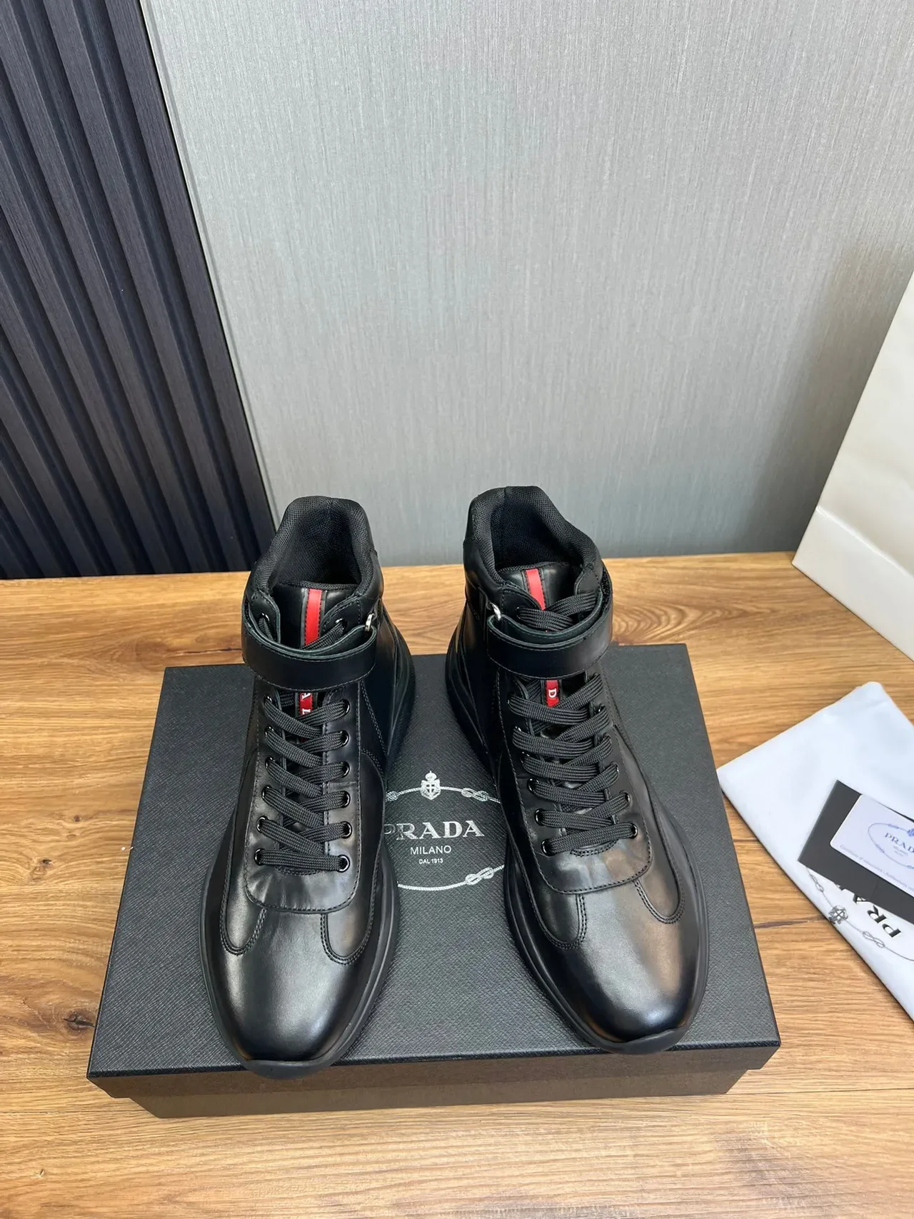 Black High-Top Smooth Leather Boots 8