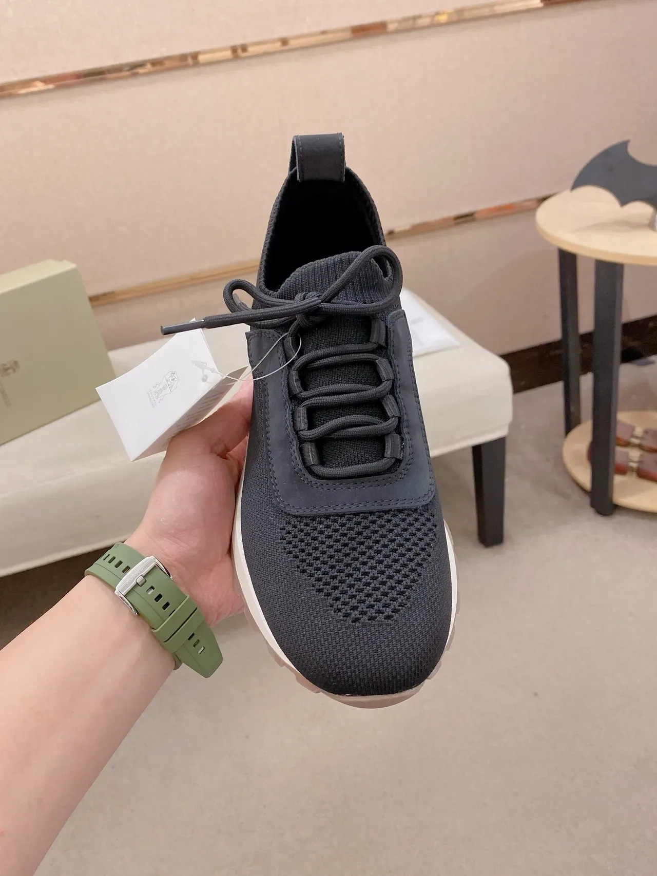 Black Knit Lace-Up Lifestyle Sneaker 6