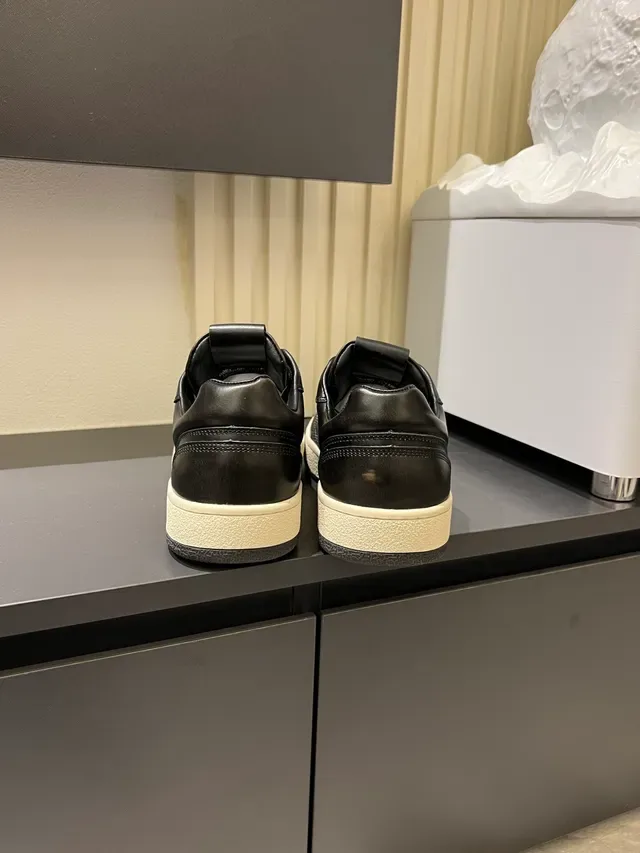 Black Leather and Mesh Panel Lifestyle Sneakers 2