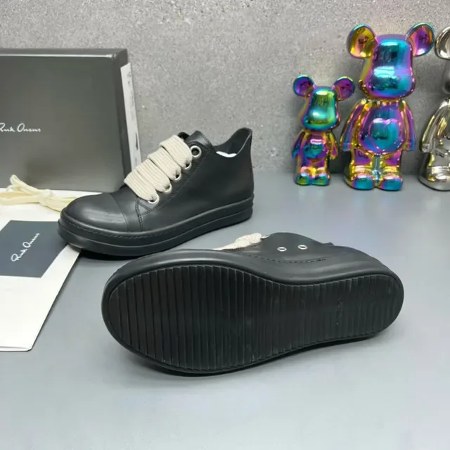 Black Leather Cap-Toe Strap-Lace Sneakers 6