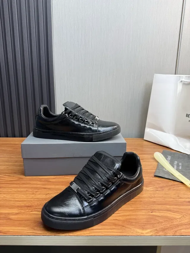 Black Leather Low-Top Sneaker 4