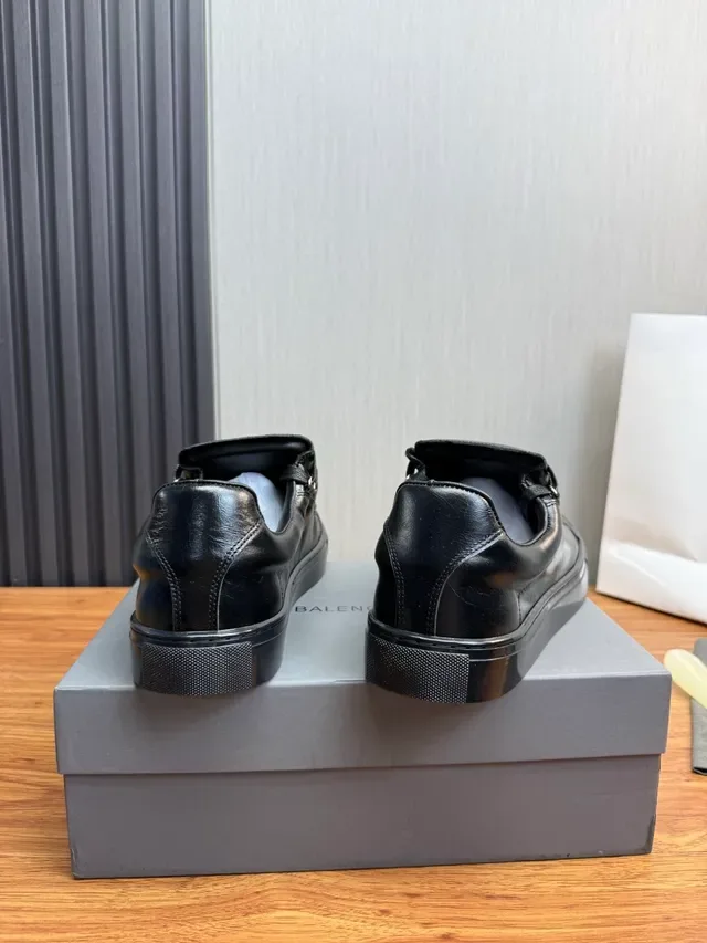 Black Leather Low-Top Sneaker 5