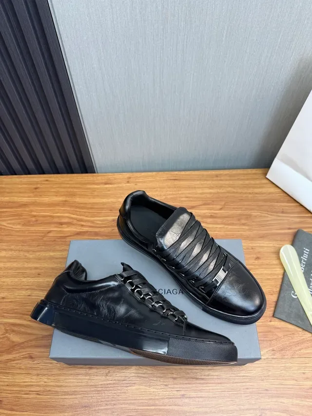 Black Leather Low-Top Sneaker 6