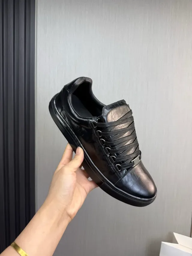 Black Leather Low-Top Sneaker 8