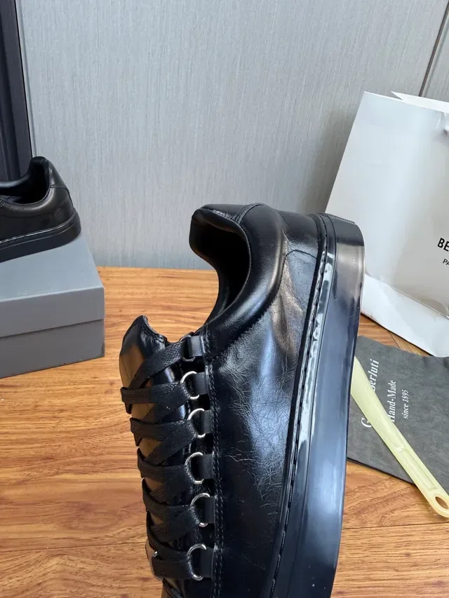 Black Leather Low-Top Sneaker 9