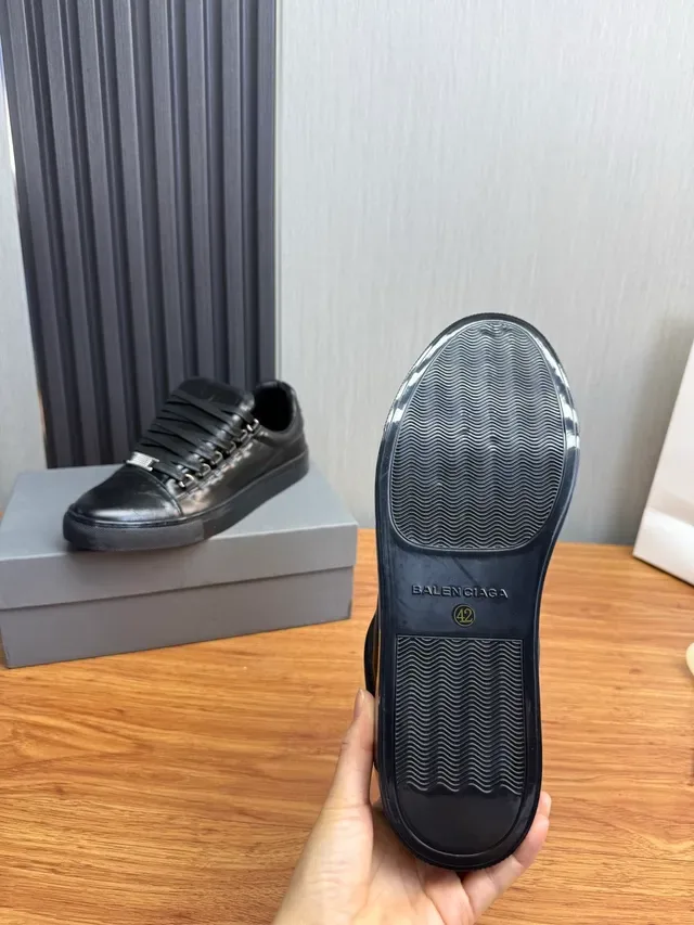 Black Leather Low-Top Sneaker 10