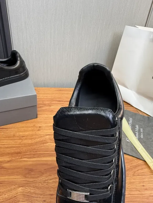 Black Leather Low-Top Sneaker 11
