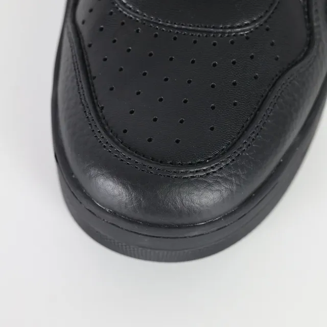 Black Leather Platform Sole Sneakers 5
