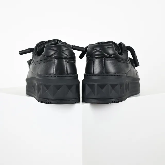 Black Leather Platform Sole Sneakers 8