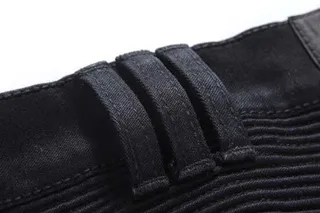 Black Moto-Style Zippered Knee-Panels Jeans 2