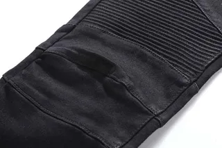 Black Moto-Style Zippered Knee-Panels Jeans 3